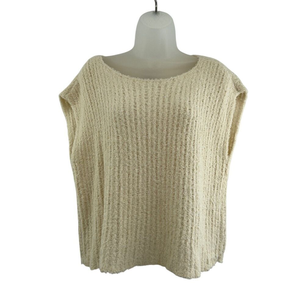 Eileen Fisher Womens Small Cap Sleeve Ladder Stitch Pullover Sweater Sleeveless